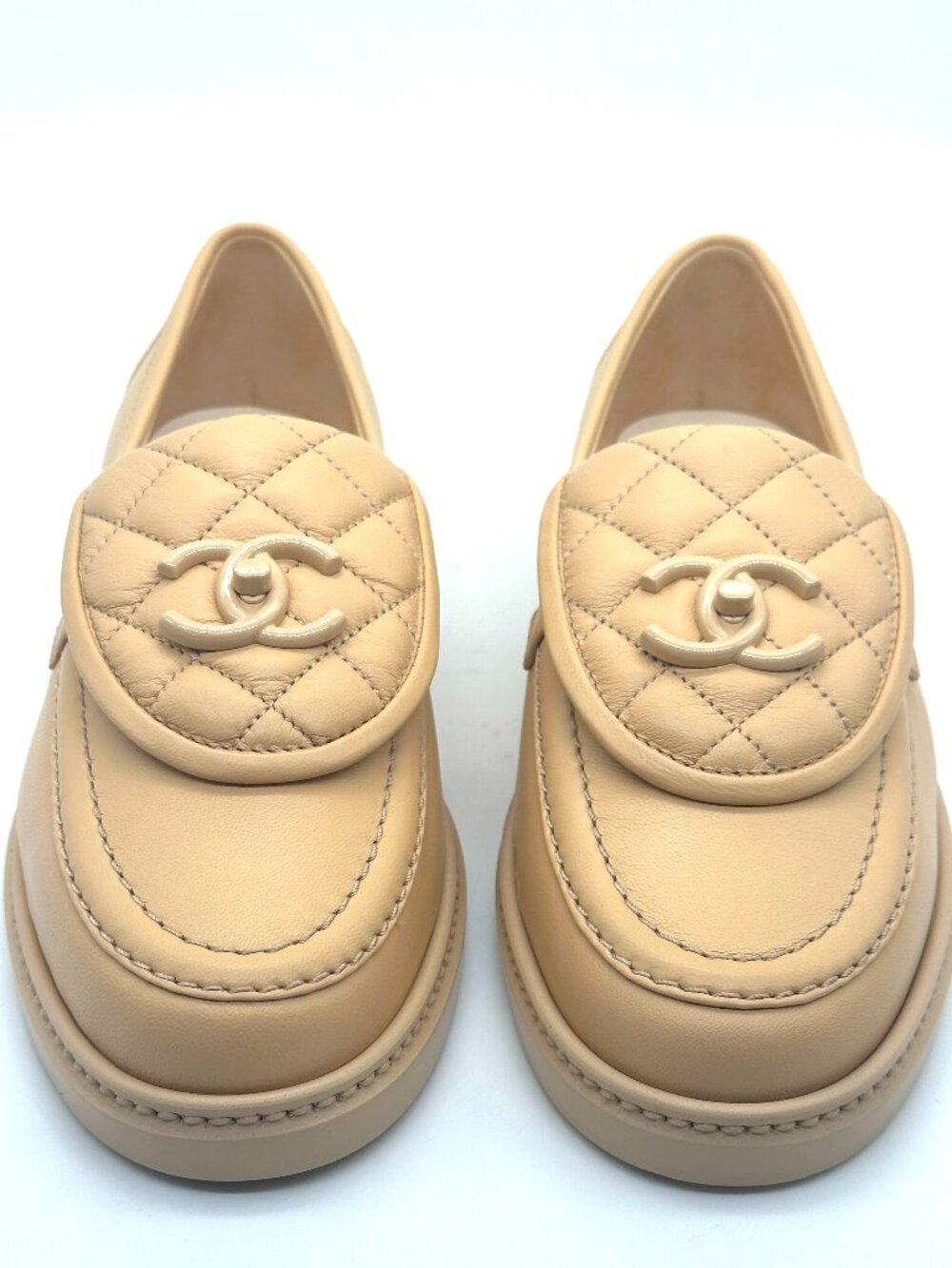 CHANEL 24C Leather Quilted Tab Turn Lock Turnlock CC Loafer Moccasin Flat Shoes - Picture 5 of 14